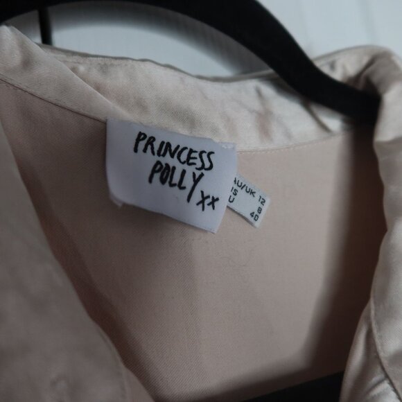 Princess Polly Vintage Vibe Champagne Button Front Shirt Women's Size 8 - Picture 4 of 8